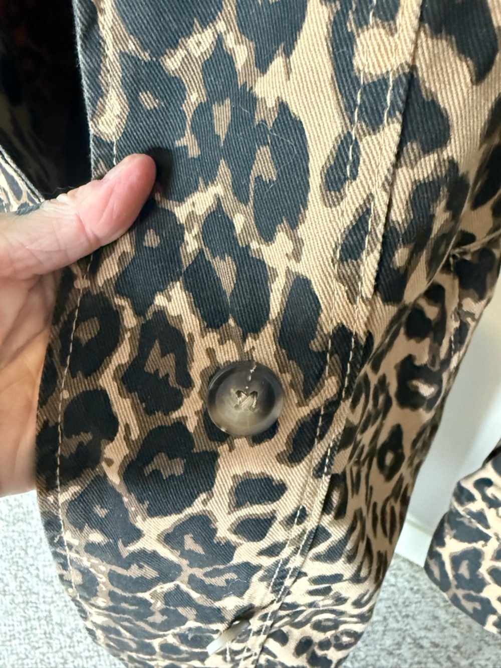 FASHION NOVA New Leopard Print Denim Trench Coat Pockets Buttons Size Medium - Picture 8 of 13